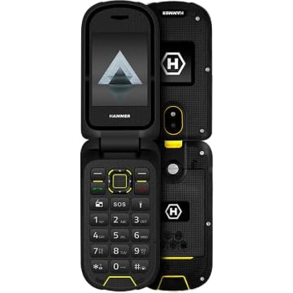 Salokāms saliekamais mobilais tālrunis Hammer DIG LTE 4G Robust, 2 ekrāni, bez Simlock, Dual SIM, bez līguma, 1200 mAh, 4G/LTE, ūdensizturīgs IP68