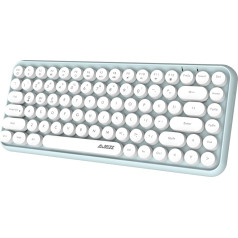 Hoopond bezvadu Bluetooth tastatūra, simpātiska mini kompakta tastatūra ar 84 taustiņiem, 2,4 GHz bezvadu Bluetooth savienojuma tehnoloģija, ABS retro apaļš taustiņu vāciņš, ergonomisks dizains (zaļa)