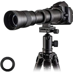 Venidice 420-800mm F8.3 telefoto tālummaiņas objektīvs ar manuālu fokusēšanu un T-Mount stiprinājumu Canon EOS T3 T3i T4i T5 T5i T6 T6i T6s T7 T7 T7i SL1 SL2 6D 7D 7D 60D 77D 80D 5D II/III/IV spoguļkamerām