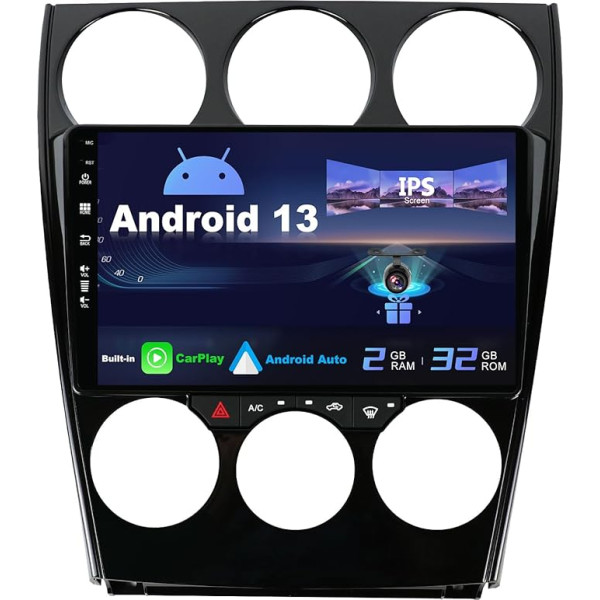 SXAUTO Android 12 IPS auto radio priekš Mazda 6 Atenza (2002-2014) - Iebūvēts CarPlay / Android Car - Bez atpakaļgaitas kameras - 2G + 32G - DAB Fast Boot WiFi DSP Bluetooth - 2 DIN 9