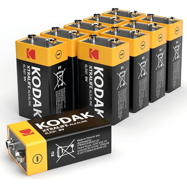 Kodak | 9V baterijas | Dūmu detektoru PP3 9V bloku baterijas | 10 gab. iepakojumā