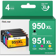 Firstoner 950 951XL Multipack, 950 951XL, 950 951XL, HP 950 951XL, HP OfficeJet Pro 251dw 276dw 8100 8110 8600 8610 8610 8615 8615 8620 8625 8630 86630 866 40(1 melna 1 ciāna 1