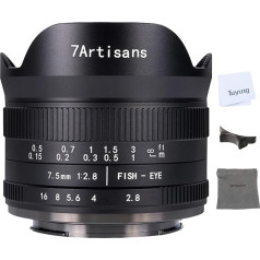 7artisans 7.5mm f2.8 APS-C manuālais zivs acs objektīvs Fujifilm kamerām ar aizsargvāciņu - melns