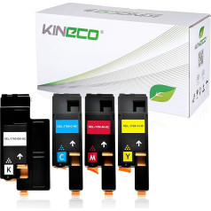 Kineco 4 Toner kompatibel mit Dell C1760nw, 1250c, C1765nfw, C1700 Series, 1350cnw, 1355cnw - Schwarz 2.000 Seiten, Color je 1.400 Seiten