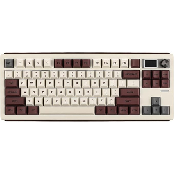 EPOMAKER Shadow-S mehāniskā tastatūra 1.14 ekrāna programmējama bezvadu tastatūra Bluetooth/2.4GHz/USB-C, 4000mAh, VIA, Thocky Keyboard Gaming priekš Win/Mac. (Balta, brūna, Flamingo slēdzis)