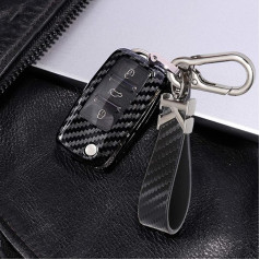 ontto Auto atslēgu futrālis VW Golf 4 5 6 Polo Jetta Passat Touran Skoda Fabia Seat Altea Octavia tālvadības pults vāciņš PC atslēgu vāciņš Key Case atslēgu aizsardzības futrālis Carbon Fibre Black A