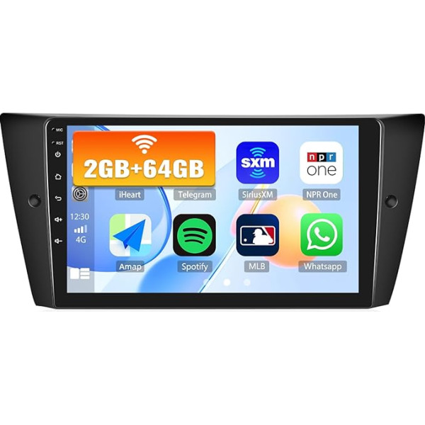 2G+64G CAMECHO Android 12 Autoradio für BMW 3ER E90 E90 E91 E92 E93 (2005-2011) mit Navi Carplay Android Auto, Doppel Din Autoradio mit 9 Zoll Bildschirm Bluetooth RDS/FM MirrorLink+Rückfahrkamera