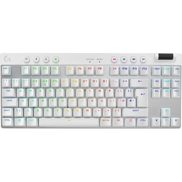 Logitech G Pro X TKL Lightspeed Wireless Gaming Keyboard - White - Uk - Tactile