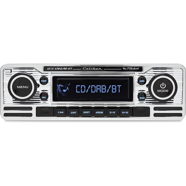 Caliber Auto Radio Bluetooth - Auto Radio Bluetooth USB - DAB+ / FM - 1 DIN Radio - Retro dizains - Ar brīvroku funkciju - Hromēts