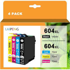 LAIPENG 604XL kasetės, suderinamos su Epson 604 XL 604XL, skirtos Expression Home XP 2200 2205 3200 3205 4200 4205 Workforce WF 2910DWF 2930DWF 2935DWF 2950DWF spausdintuvui (BK/C/M/Y)