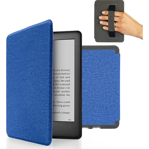 MyGadget futrālis Amazon Kindle Paperwhite 10. paaudzes (2019. gada modelis - J9G29R - 6 collas) ar siksniņu un automātiskās miega/modināšanas funkciju - flipa futrālis tumši zilā krāsā