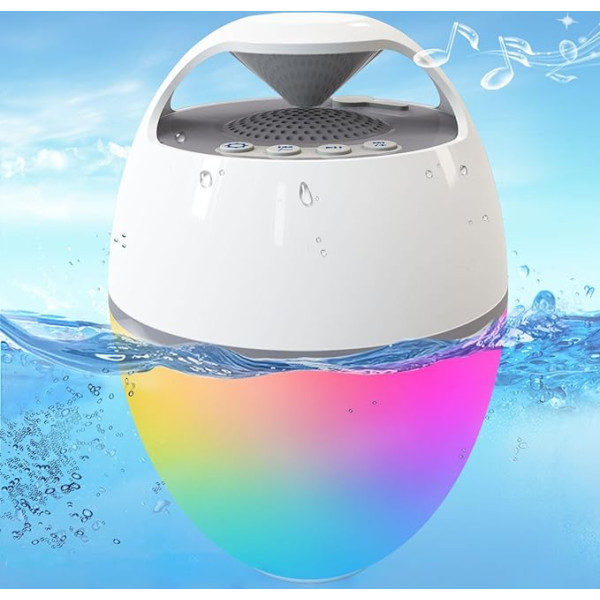 Tragbare Bluetooth Lautsprecher,Schwimmend Dusche Lautsprecher mit Bunte Lichter,IP68 wasserdicht Bluetooth Lautsprecher,360 ° Surround-Sound,Rich Bass,Freisprecheinrichtung Pool Lautsprecher für Spa