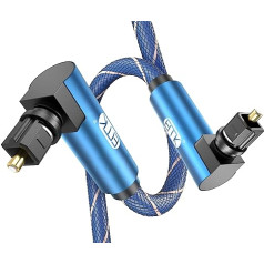 EMK Optical Cable, 360 Degree Rotating Optical Cable Angled Connector, Digital Optical Cable Angled 90 Degree Toslink Cable Compatible with Soundbar, TV, PS4, Xbox, Home Cinema (Dual 90 Degree Blue, 3m)