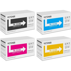 VICTONER TK-5230 suderinamas su Kyocera TK-5230K TK-5230 TK-5230 TK5230 ECOSYS M5521cdw P5021cdn M5521cdn M5521cdn P5021cdw Toneris TK-5230C TK-5230M TK-5230Y (juodas žydras geltonas purpurinis Aa, 4 vnt.