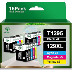 GREENSKY T1295 multipakete, kas saderīga ar Epson WF 3520 printeru kasetnēm Epson T1291 T1292 T1292 T1293 T1294 Stylus SX435W SX235W SX525WD Stylus Office BX535WD (6 melni, 3 ciani, 3 magenta, 3 dzelteni)