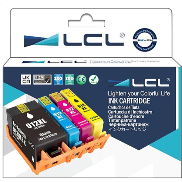 LCL tintes kasetne 912XL 912 XL 3YL84AE 3YL81AE 3YL82AE 3YL82AE 3YL83AE augstas ražības pigmenta (KCMY) aizvietošana HP OfficeJet 8012 8015 8010 8017 8014 8022 8020 8025 8025 8025 8025 8 024 8021 8023