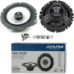 2 Alpine SXE-1725S Speaker 2-Way Coaxial 16.5 cm 165 mm 6.5 Inch 40 Watt RMS 220 Watt Max for Standard Car Door Housing + 5 Free Stickers