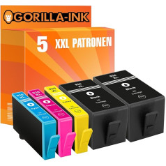 Gorilla-Ink 5 x XXL kasetne, kas saderīga ar HP 934 XL un 935 XL | Piemērots HP OfficeJet 6230 6235 6239 6812 6815 6820 6820 6822 6825 6830 6830 6835