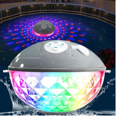 KingSom Bluetooth Lautsprecher Pool,Bluetooth Lautsprecher mit Farblicht,Musikbox Tragbarer Bluetooth Box IPX7 Wasserdichter Lautsprecher, Kristallklare Freisprechen,Schwimmender Lautsprecher für Pool