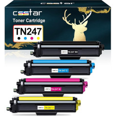 CSSTAR TN247 suderinamas su Brother TN-243CMYK toneris, skirtas Brother MFC L3750CDW TN247 TN243 Brother MFC-L3750CDW DCP-L3550CDW MFC-L3770CDW MFC-L3770CDW MFC-L3730CW HL-L3210CW HL-L3230CDW (Juodas žydras geltonas, geltonas, purpurinis)