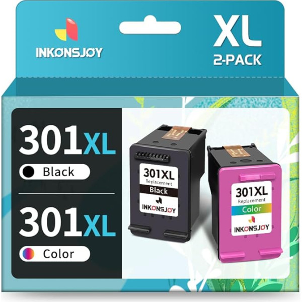 INKONSJOY Spausdintuvo kasetės, skirtos HP 301 Spausdintuvo kasetės, skirtos HP 301 Spausdintuvo kasetės, skirtos HP Envy 4500 5530 4502 4507 OfficeJet 2620 4630 4632 DeskJet 2540 1000 1010 1050 1050A