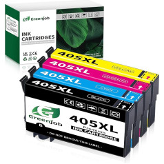 Greenjob 405XL multipakete Epson 405 XL printeru kasetnēm, kas saderīgas ar Epson Workforce Pro WF-3820 WF-3825 WF-4820 WF-4825 WF-4830 WF-7830 WF-7830 WF-7835 WF-7840 (1 melna, 1 ciāna, 1 magenta, 1 dzeltena)