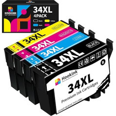 Hookink 34XL 34 XL Druckerpatronen Multipack kompatibel für Epson 34XL Patronen für Workforce Pro WF-3720DWF WF-3720 WF-3725DWF WF-3720 WF-3725 WF3720 WF3725 (4 gab.)