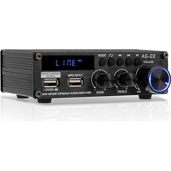 1200W kanālu mini pastiprinātājs HiFi pastiprinātājs Bluetooth 5.0 stereo pastiprinātājs FM radio pārnēsājams SD karte/USB ieeja/FM radio mājai vai automašīnai