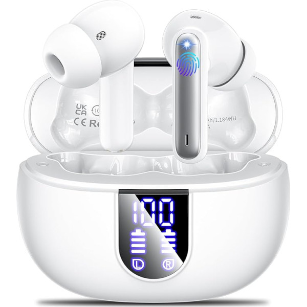 Bluetooth Kopfhörer,Kopfhörer Kabellos Bluetooth 5.3 In Ear mit 4 HD Mikrofon,2024 ENC Call Noise Cancelling Headphones,42H Spielzeit, LED-Anzeige,HiFi Stereo IP7 Wasserdicht Ohrhörer für Sport Arbeit