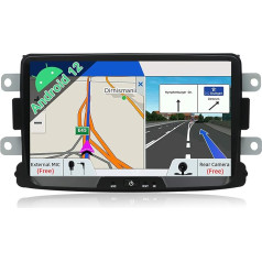 JOYX Android 12 autoradio piemērots Renault Duster / Dacia Sandero / Lada Xray 2 / Renault Captur / Logan 2 - GPS 2 DIN 8 collu aizmugures skata kamera Canbus bezmaksas - 2G + 32G - ar stūres vadības ierīci