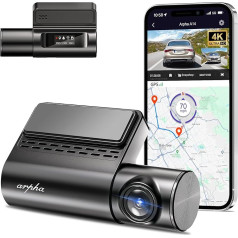 ARPHA A14 WiFi 4K Dashcam vorne 3840 x 2160P UHD, Sprachsteuerung Dashcam für Autos, 150° Weitwinkel-Auto-Dashcam mit kostenloser APP, integiertem GPS, WDR, Nachtsicht, G-Sensor, 24-Stunden-Parkmodus