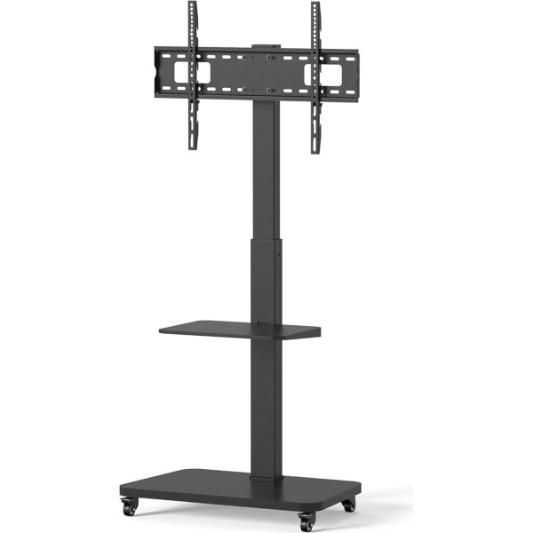 conecto, SA-CC50863 TV Stand for TVs from 37 to 75 Inches VESA 600 x 400 Maximum Load 40 kg Swivelling (± 35°) Height Adjustable Mobile Includes Shelf Black