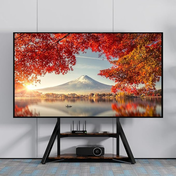 unho TV statīvs Regulējams augstums, TV statīvs Universāls TV statīvs ar AV plauktiem 65 - 100 collām, VESA 800 x 600 mm, līdz maksimāli 100 kg