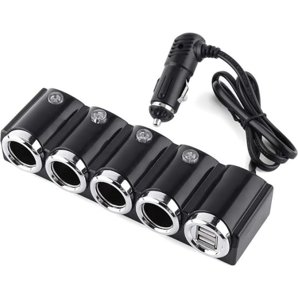 Līdzstrāvas 12/24 V automašīnas cigarešu aizdedzinātāja adapteris 4 veidu USB auto lādētāja ligzdas sadalītājs lielākajai daļai mobilo tālruņu, GPS, iPod, PDA ierīču