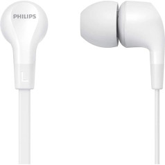 Philips Audio E1105WT/00 In-Ear austiņas ar tālvadības pulti (8,6 mm neodīma draiveris, spēcīgi basi, skaidra skaņa, ērts piegulošais izmērs), baltas, TAE1105WT/00, viens izmērs