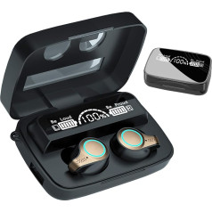 Bezvadu Bluetooth austiņas, stereo In-Ear austiņas, ūdensizturīgas austiņas ar LED displeju, 2000mAh uzlādes korpuss (spoguļvirsma)