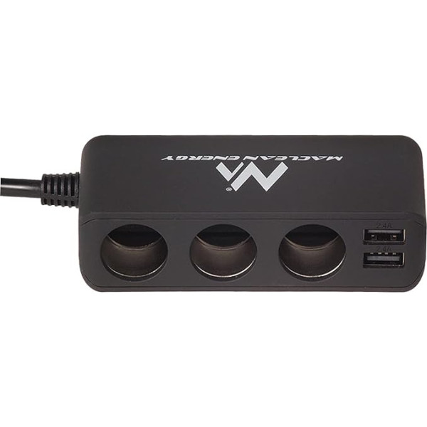 Maclean MCE117 Auto lādētājs Voltmetrs Cigarešu aizdedzinātāja ligzdas sadalītājs 3-virzienu ligzda 4x USB 4.8A 5V Auto cigarešu aizdedzinātāja sadalītājs