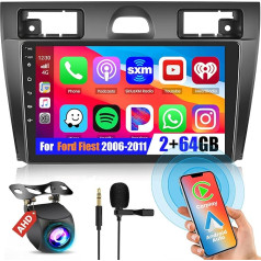 Hikity [2G+64G] Android 13 Autoradio mit Wireless Carplay Android Auto Für Ford Fiesta 2006-2011 9 Zoll Touchscreen Autoradio mit GPS Navi Bluetooth WiFi WiFi RDS HI-FI FM 2USB SWC Rückfahrkamera