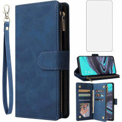 Asuwish Mobilā tālruņa futrālis Oppo Reno 2 Case with Screen Protector and Card Slot Foldable Leather Wallet Stand Reno2 Zip Mobilo tālruņu futrāļi Reno2 Zip Ekrāna aizsargstikls ar rūdīta stikla aizsargstiklu Mobilā tālruņa futrāļi