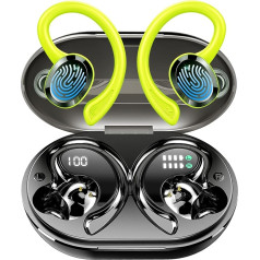 Bluetooth sporta austiņas, bezvadu Bluetooth 5.3 austiņas ar HD mikrofonu, 48 stundu Hi-Fi Stereo In-Ear austiņas, 14,2 mm draivera austiņas, LED displejs, IP7 ūdensizturīgas ar 800 mAh uzlādes korpusu,