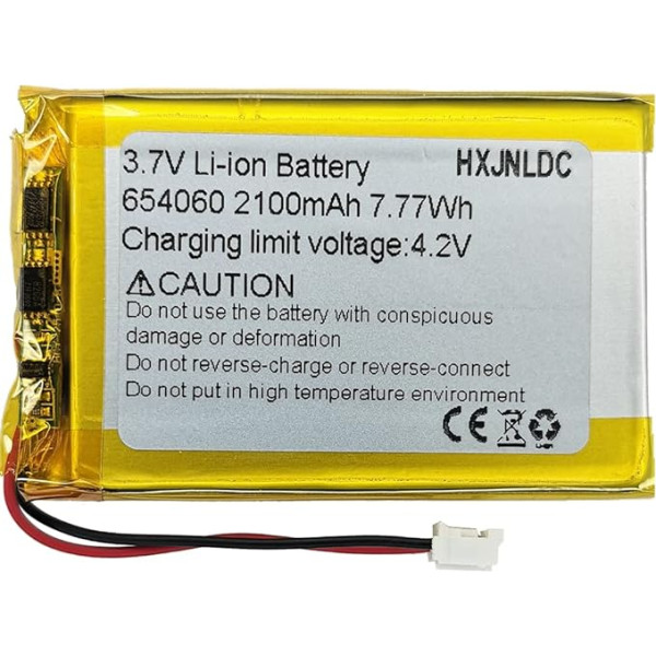 Līdzstrāvas 3,7 V 2100 mAh 654060 (704060) litija jonu polimēra akumulatora baterijas aizstājējs DIY 3,7-5 V elektroniskiem izstrādājumiem, GPS, LED gaismai, Bluetooth skaļrunim, mobilajam barošanas blokam