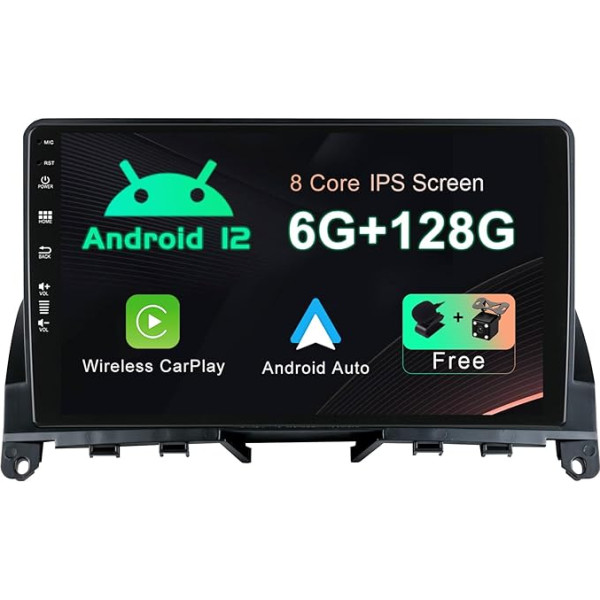 SXAUTO - 6G + 128G - Android 12 IPS auto radio priekš Benz W204 S204 C klases C180 C200 C220 (2006-2011) - Iebūvēts Carplay/Android Car - Kamera + Mikrofons - DAB stūres vadības pults Fast-Boot 360-CAM 2 DIN 9