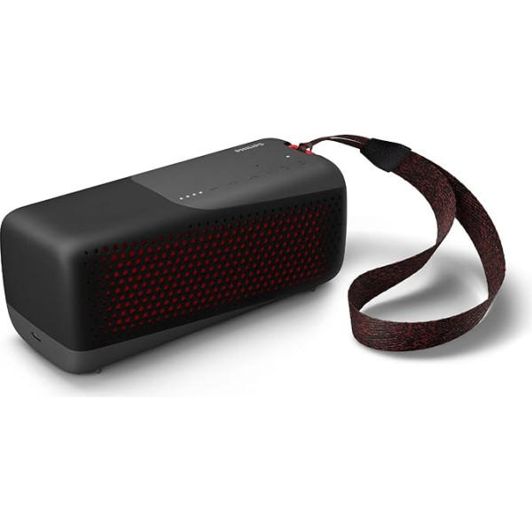 Philips TAS4807B Bezvadu Bluetooth skaļrunis, augstas kvalitātes, ļoti pārnēsājams un ūdensizturīgs IP67 skaļrunis ar iebūvētu mikrofonu zvaniem, līdz 12 stundām atskaņošanas, melns