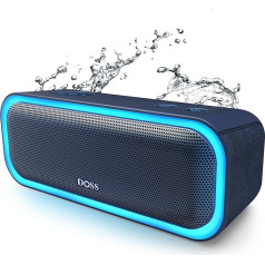 DOSS Bluetooth skaļrunis, SoundBox Pro Bluetooth Box, 20 W, stereo pārī, daudzkrāsains apgaismojums, IPX5 ūdensizturīgs, 12 stundu atskaņošanas laiks, mūzikas kaste Bluetooth ar mikrofonu, AUX, atbalsta TF kartes