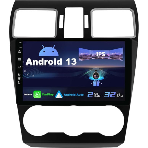 SXAUTO Android 13 IPS Autoradio für Subaru Forester/XV/WRX (2015-2017) - Eingebaut CarPlay/Android Auto - KOSTENLOS - 2G+32G - Lenkradsteuerung DAB Fast-Boot WiFi DSP - 2 Din 9 Zoll