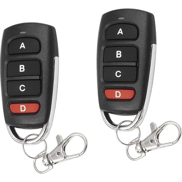 Key Fob with Remote 433MHz Garage Door Opener Universal Cloning Wireless Remote Duplicator Keychain for Car Garage Door Garage 2 Pack