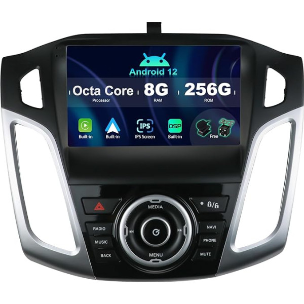 SXAUTO ¦8G+256G¦ Android 12 IPS Autoradio für Ford Focus (2012-2017) - Eingebaut Carplay/Android Auto/DSP - LED Kamera + MIC - DAB Lenkradsteuerung Fast-Boot 360-CAM WiFi AHD - 2 Din 9 Zoll