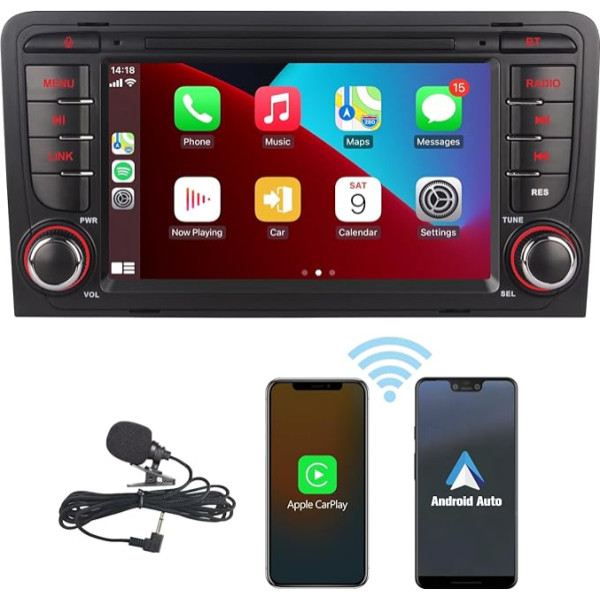 HLLECARMO Autoradio Audi A3 S3 8P 8B RS3 radio ar 7 collu skārienjūtīgo ekrānu Mirror Link Bluetooth RDS AM/FM USB DSP 4.2 kanālu audio izeja Subw EQ SWC