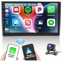 2G + 64G Android 13 auto radio Audi A4 S4 RS4 2002-2008 ar bezvadu Apple Carplay & Android Car, 9 collu skārienjūtīgā ekrāna auto radio ar GPS WiFi Bluetooth FM/RDS radio SWC AUX + AHD aizmugures skata kamera