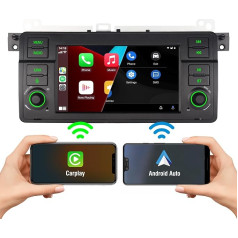 7 collu integrēts bezvadu Carplay un bezvadu Android auto ar RDS Double DIN 1080P Full HD Full Viewing Angle IPS ekrāns Linux autoradio BMW 3. sērijas E46 318 323 325 325 328 335 330 M3 automašīnai